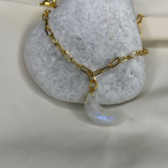 Crescent Rainbow  Moonstone  Bracelet