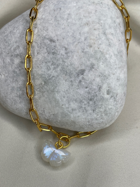 Butterfly Charm -Rainbow Moonstone bracelet