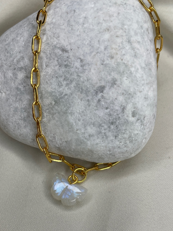 Butterfly Charm -Rainbow Moonstone bracelet