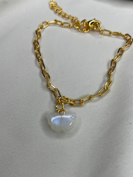 Butterfly Charm -Rainbow Moonstone bracelet