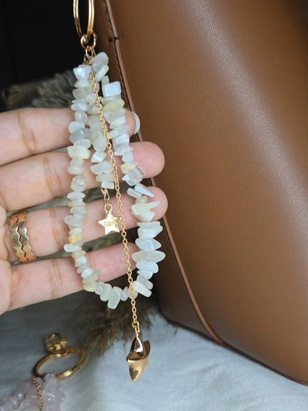 Clear quartz Star key Ring