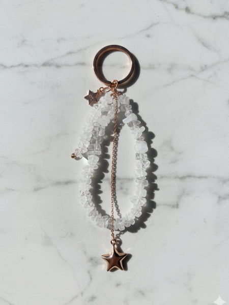 Clear quartz Star key Ring