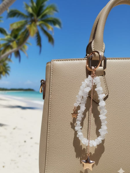 Clear quartz Star key Ring