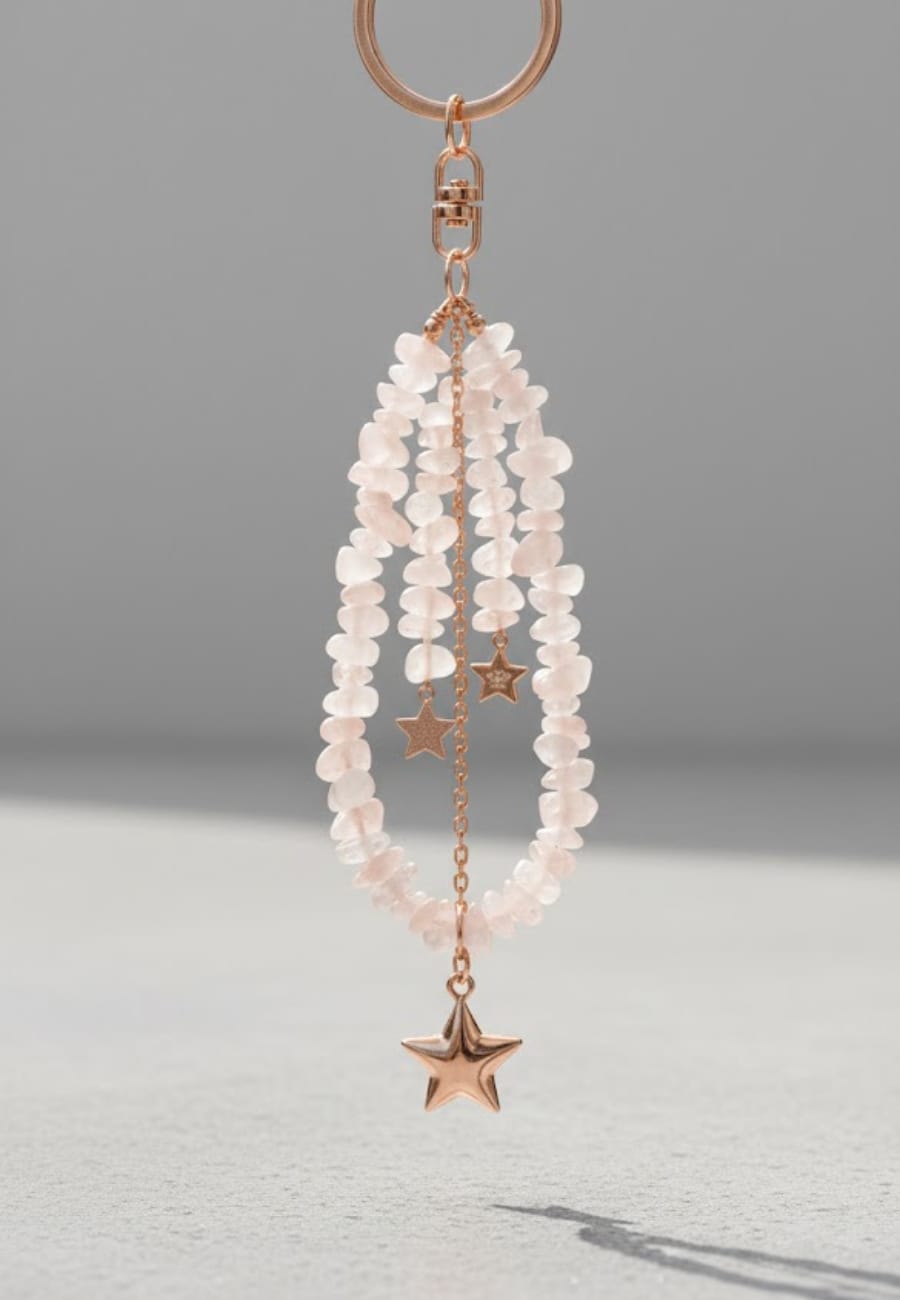 Rose quartz star key Ring – Jewels zalak