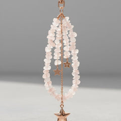 Rose quartz star key Ring