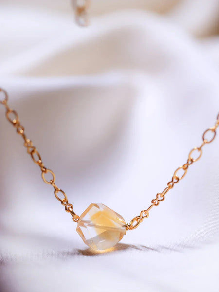 Citrine raw tumble pendant with 18 ct gold plated jewellery for women.this crystal stone helps in attracting abundance in life