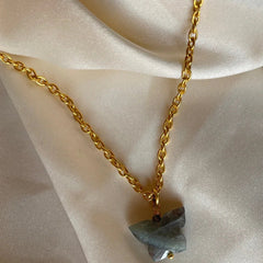 labradorite butterfly stone pendant in 18 ct gold plated  on BRASS AND STERLING SILVER /crystal jewelry/ semi precious stone / gemstone 