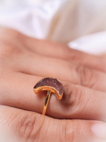 peach Moonstone  crystal ring in 18ct gold plated on Brass and sterling silver ,crystal ring ,crystal stone for every women