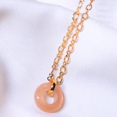 peach moonstone pendant in 18ct gold plated jewelry for women .Good for your every day look with  your soul healing