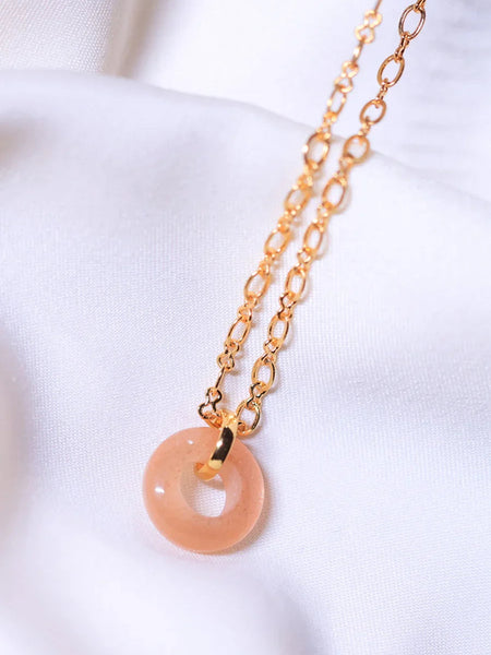 peach moonstone pendant in 18ct gold plated jewelry for women .Good for your every day look with  your soul healing