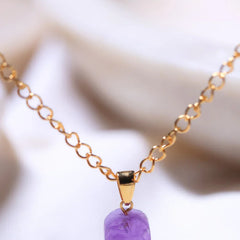 raw amethyst pendant /18ct gold plated /crystal jewelry/brass and sterling silver