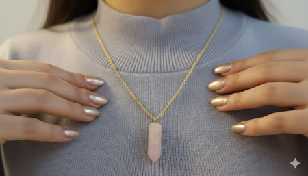 Rose quartz drop necklace
