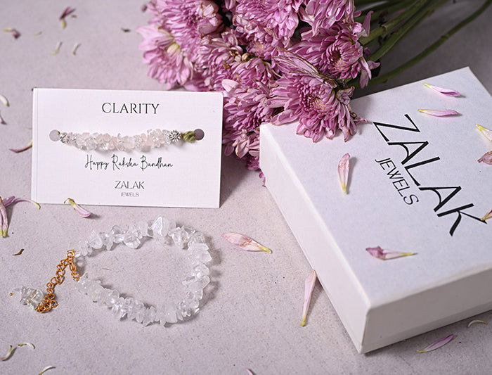 "Clear Quartz crystal Bhaiya Bhabhi Rakhi set for Raksha Bandhan 2025 – Master healer"