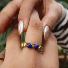 Lapis lazuli heart chunky Ring