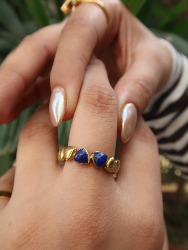 Lapis lazuli heart chunky Ring