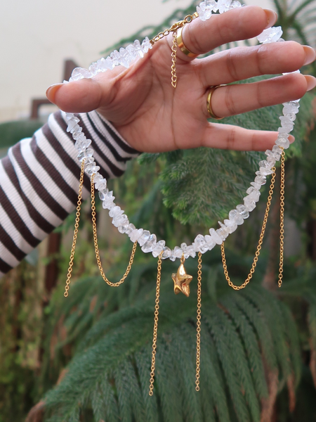 Clear quartz Drip Necklace