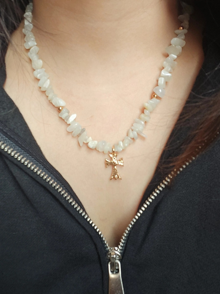 Moonstone Cross Necklace