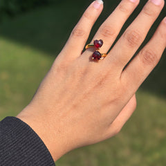 Garnet Two Heart Ring