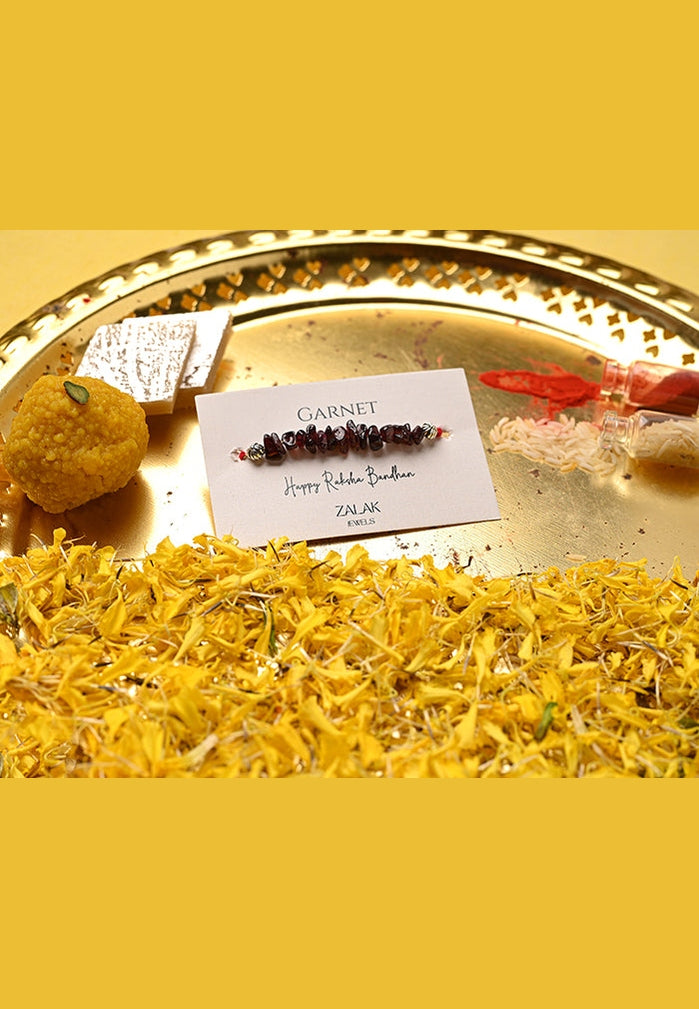 "Garnet crystal Bhaiya Rakhi for Raksha Bandhan 2025