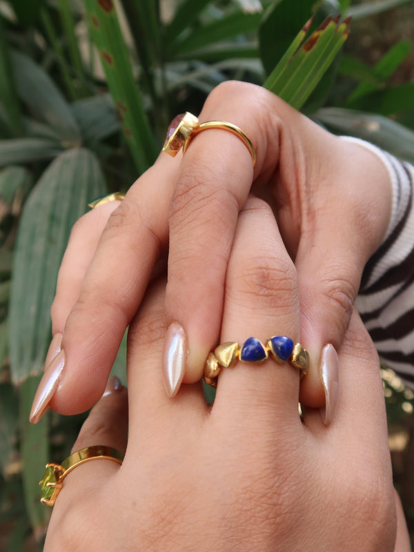 Lapis lazuli heart chunky Ring