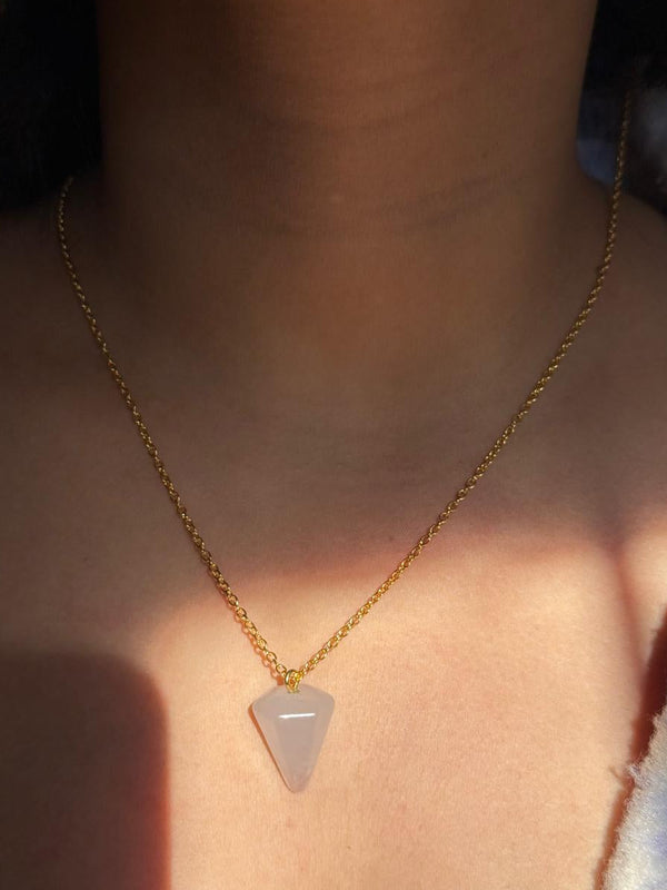 Rose quartz pendulum pendant