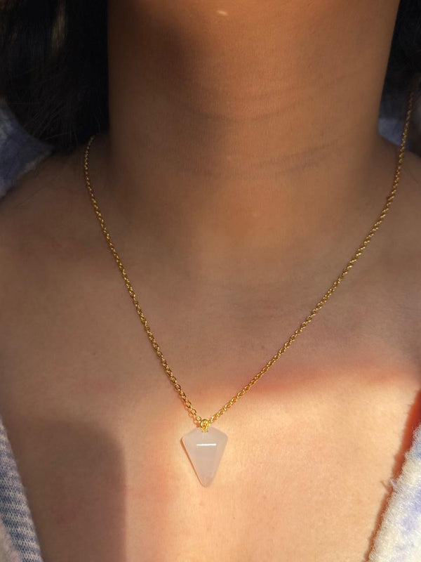 Rose quartz pendulum pendant