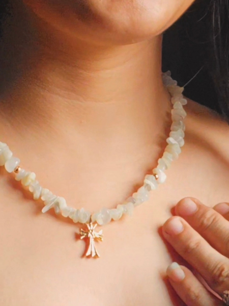 Moonstone Cross Necklace