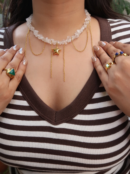 Clear quartz Drip Necklace