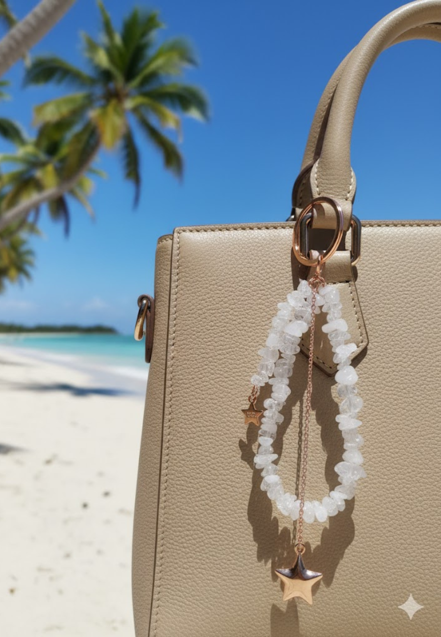 Clear quartz Star key Ring