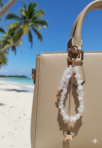 Clear quartz Star key Ring
