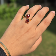 Garnet Two Heart Ring
