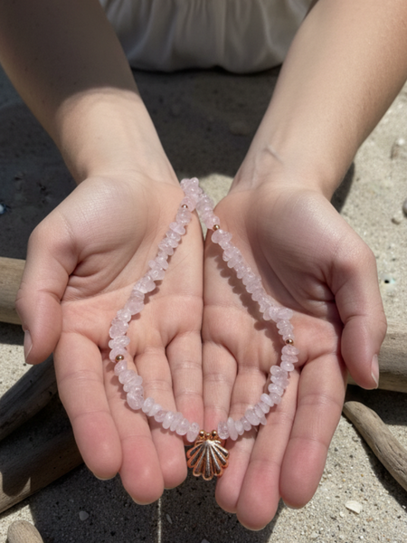 Rose quartz shell Necklace