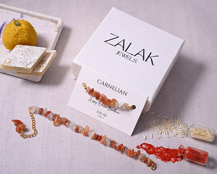 "Amethyst crystal Bhaiya Bhabhi Rakhi set for Raksha Bandhan 2025 – healing and protection"