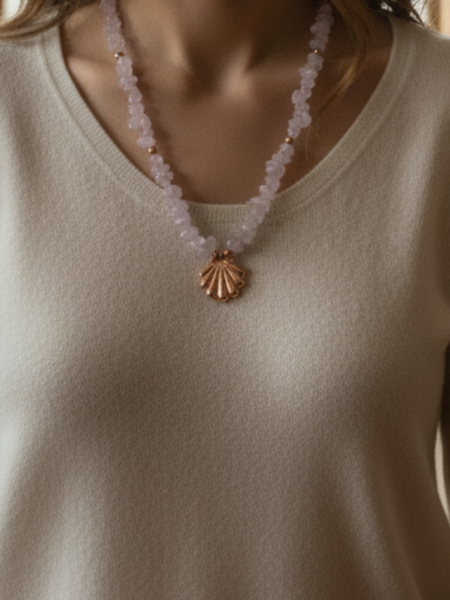 Rose quartz shell Necklace