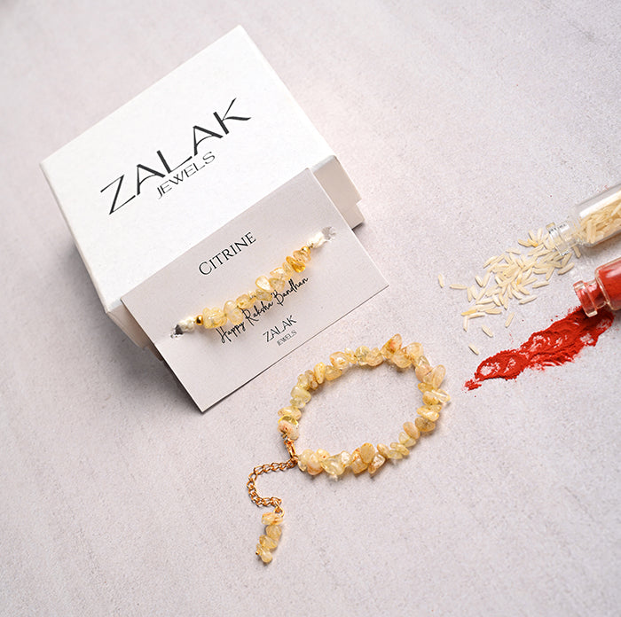 "Citrine crystal Bhaiya Bhabhi Rakhi set for Raksha Bandhan 2025 – Growth & money"