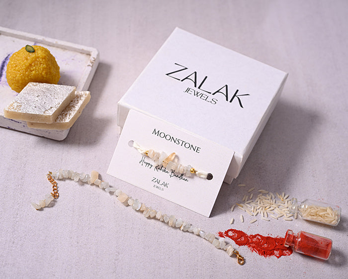 Bhaiya bhabhi Moonstone crystal Rakhi 2025