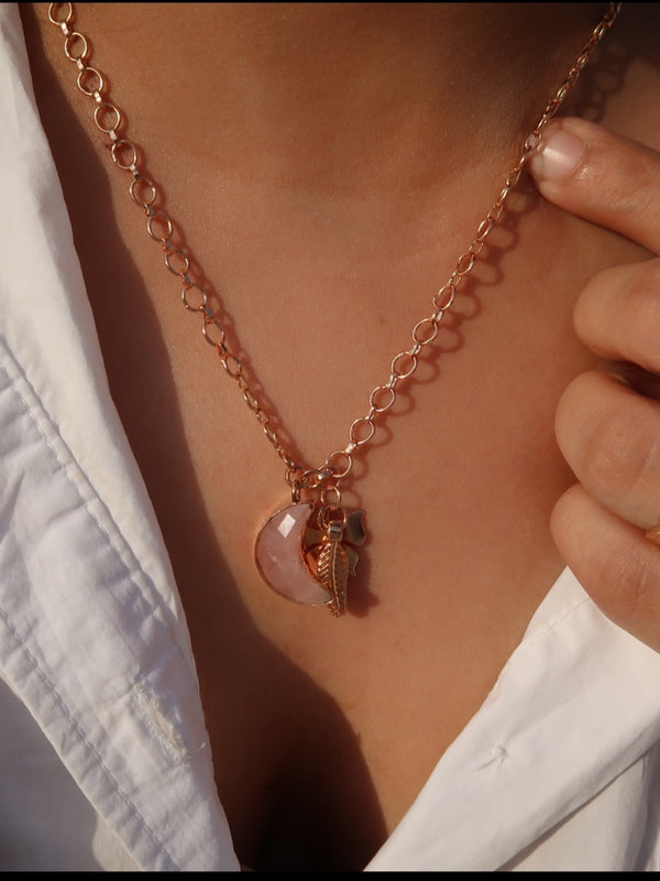 Moon kiss Rose quartz Pendant