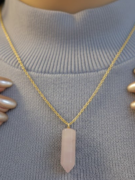 Rose quartz drop necklace