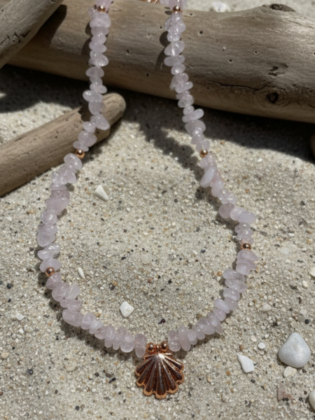Rose quartz shell Necklace