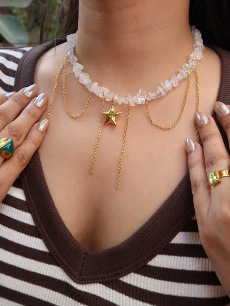 Clear quartz Drip Necklace
