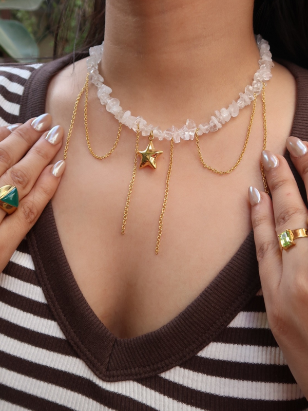 Clear quartz Drip Necklace