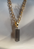Smoky quartz Crystal pendant in 18ct gold plated Brass & 92.5 Sterling Silver helps in PROTECTING FROM NEGATIVE ENERGY